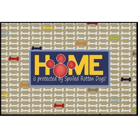 Carolines Treasures Carolines Treasures SB3053MAT Home is protected by spoiled rotten dogs Indoor or Outdoor Mat SB3053MAT